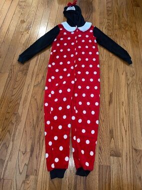 Disney Red & White Polka Dot Minnie Mouse Footed One-Piece